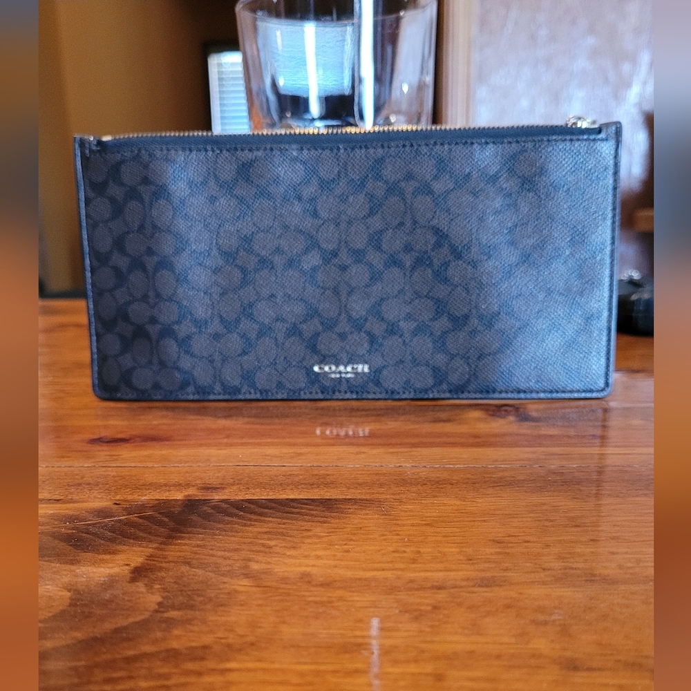 Coach Brown Signature Envelope Pouch